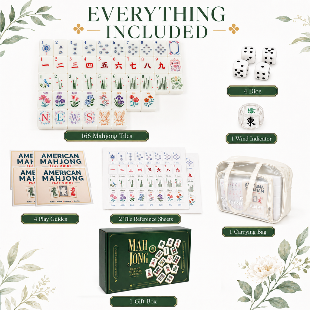 MAJLUX Botanical Melamine American Mahjong Tile Set — 42 mm