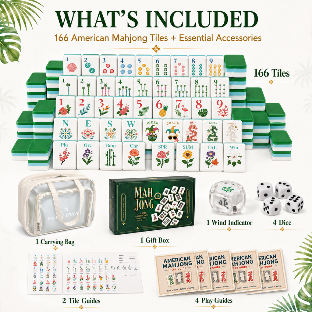 MAJLUX Tropical Acrylic American Mahjong Tile Set — 42 mm