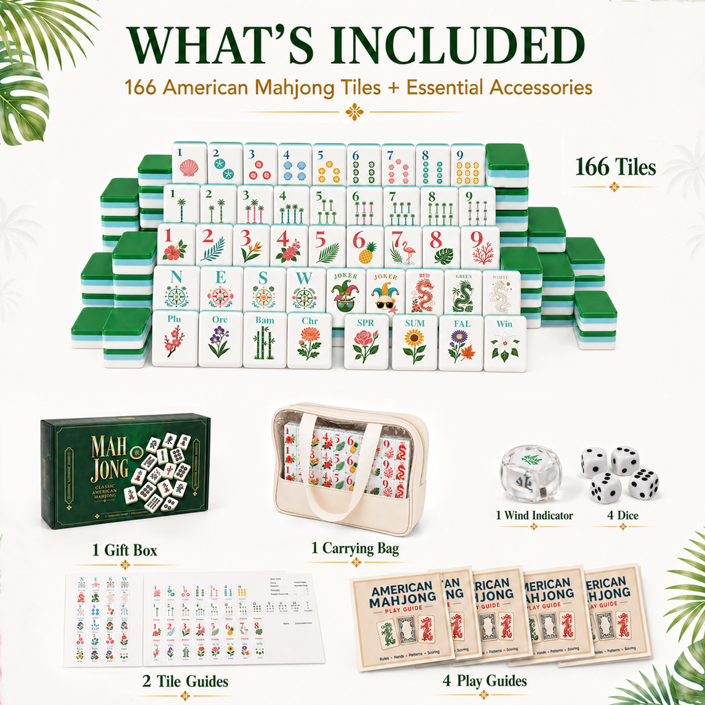 MAJLUX Tropical Acrylic American Mahjong Tile Set — 30 mm
