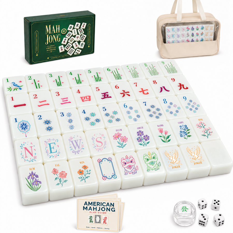 MAJLUX Botanical Melamine American Mahjong Tile Set — 42 mm