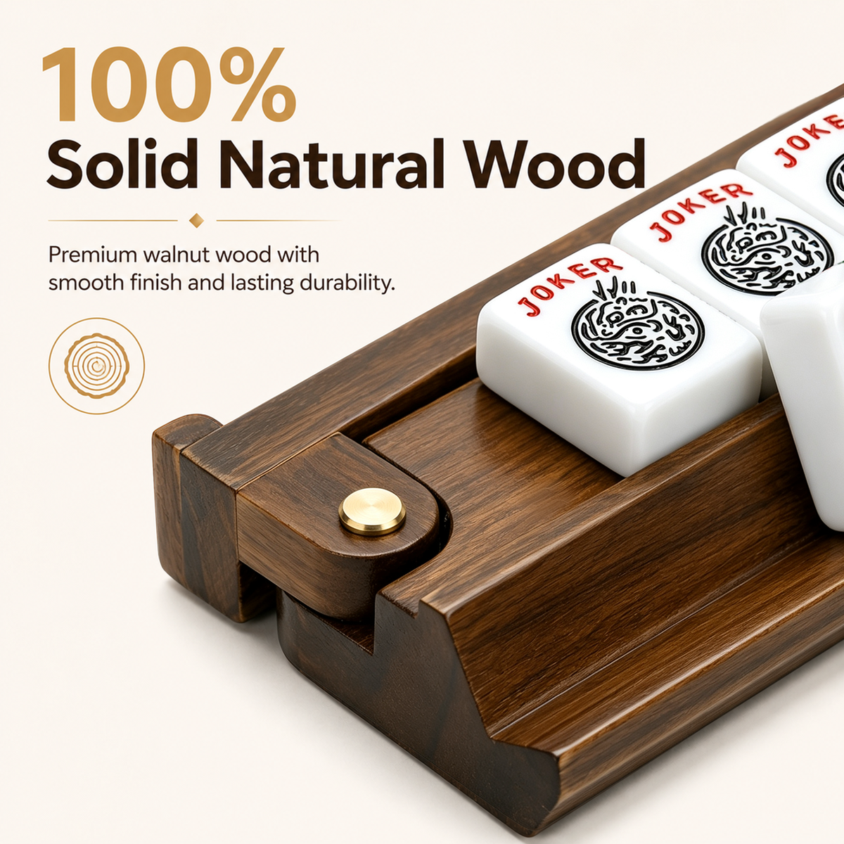 MAJLUX Wooden Mahjong Racks & Pushers — Walnut, 17.3″