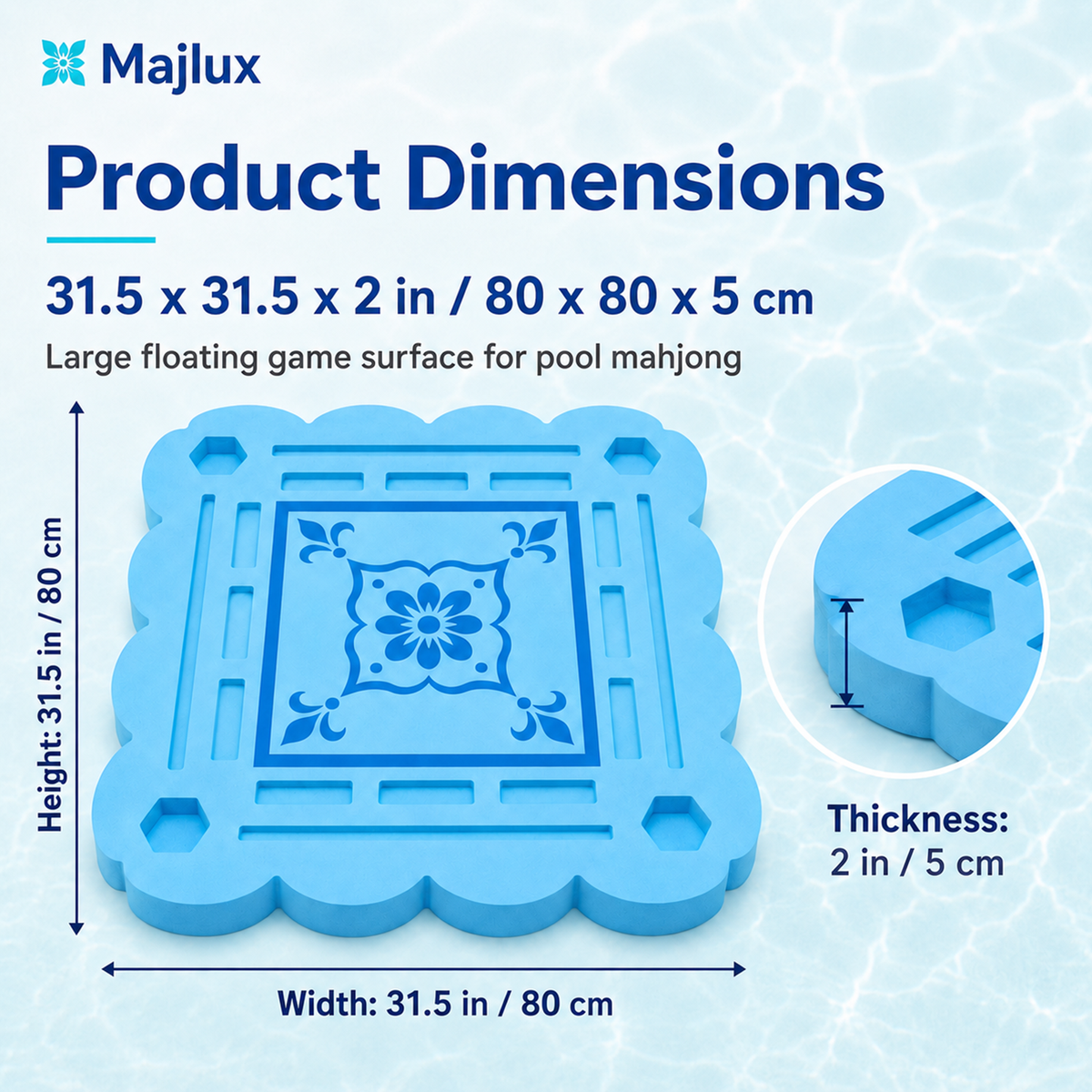 MAJLUX Aqua Mahjong Floating Game Table — 31.5″