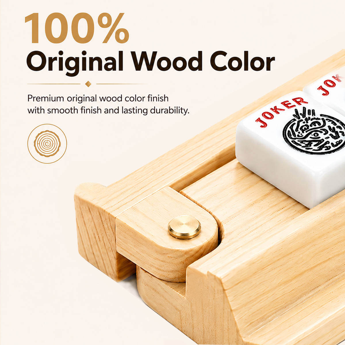 MAJLUX Wooden Mahjong Racks & Pushers — Natural, 17.3″