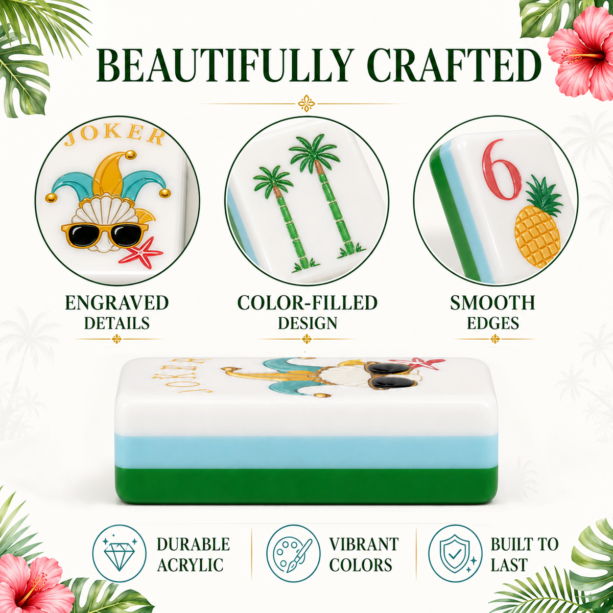 MAJLUX Tropical Acrylic American Mahjong Tile Set — 42 mm