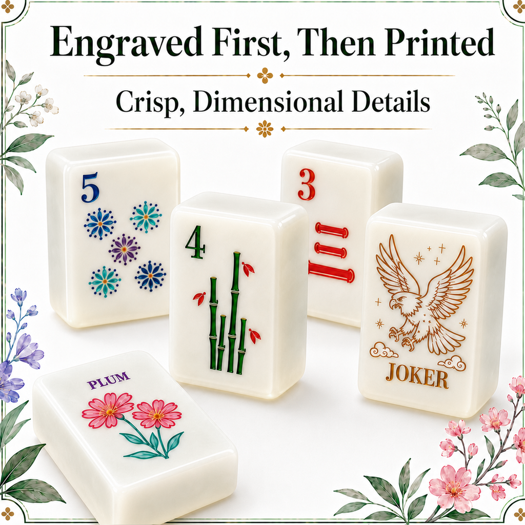 MAJLUX Botanical Melamine American Mahjong Tile Set — 30 mm