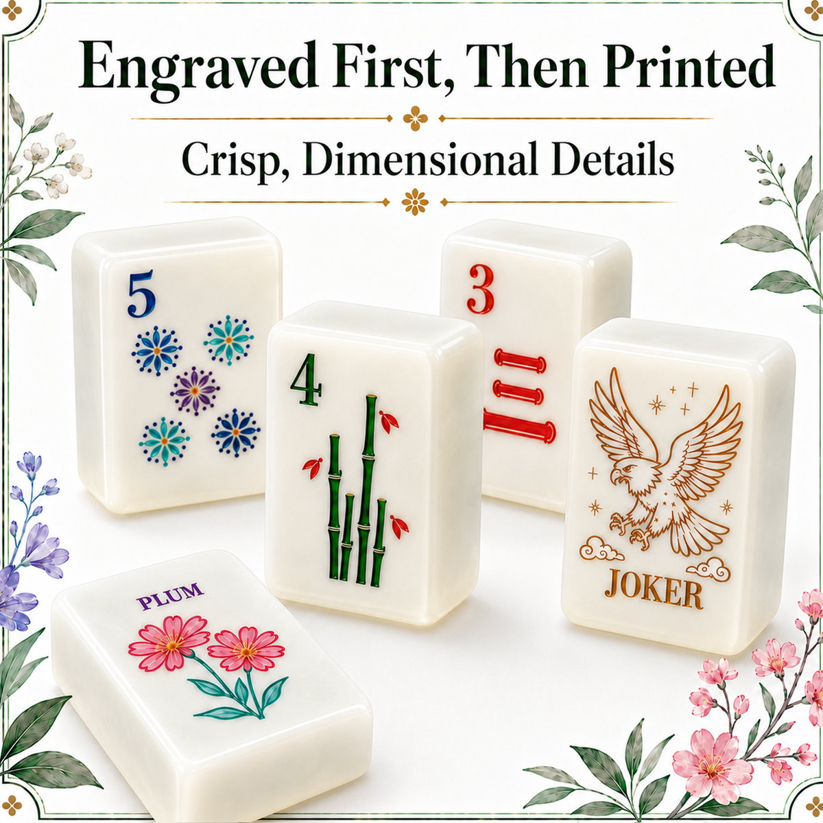 MAJLUX Botanical Melamine American Mahjong Tile Set — 30 mm