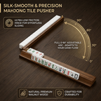 MAJLUX Wooden Mahjong Racks & Pushers — Walnut, 17.3″