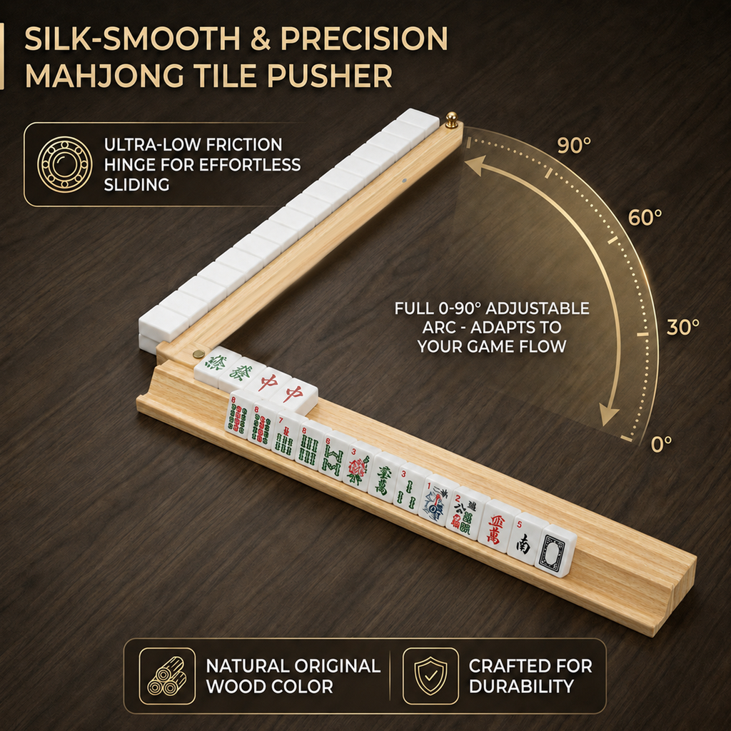 MAJLUX Wooden Mahjong Racks & Pushers — Natural, 17.3″