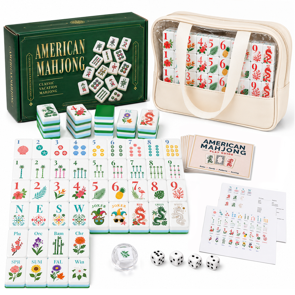 MAJLUX Tropical Acrylic American Mahjong Tile Set — 42 mm