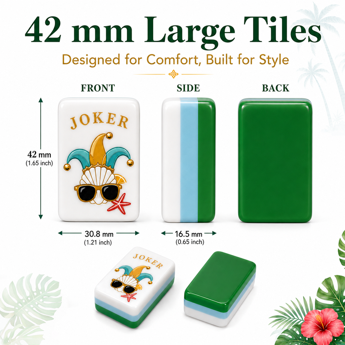 MAJLUX Tropical Acrylic American Mahjong Tile Set — 42 mm