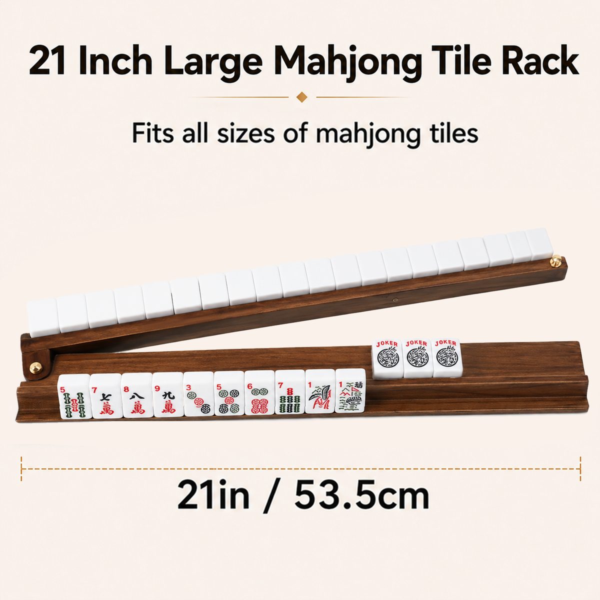MAJLUX Wooden Mahjong Racks & Pushers — Walnut, 21″