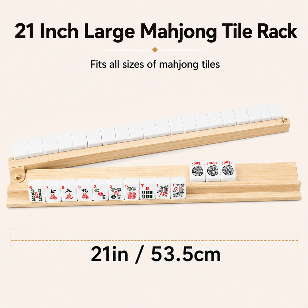 MAJLUX Wooden Mahjong Racks & Pushers — Natural, 21″