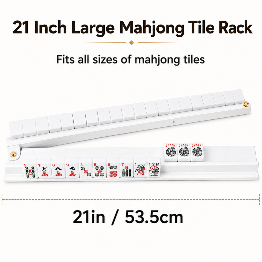 MAJLUX Wooden Mahjong Racks & Pushers — White, 21″