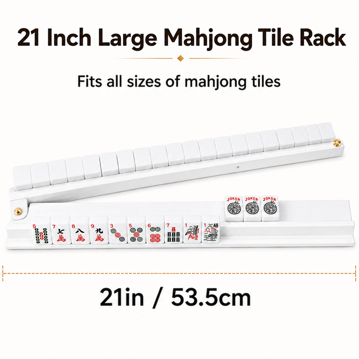 MAJLUX Wooden Mahjong Racks & Pushers — White, 21″