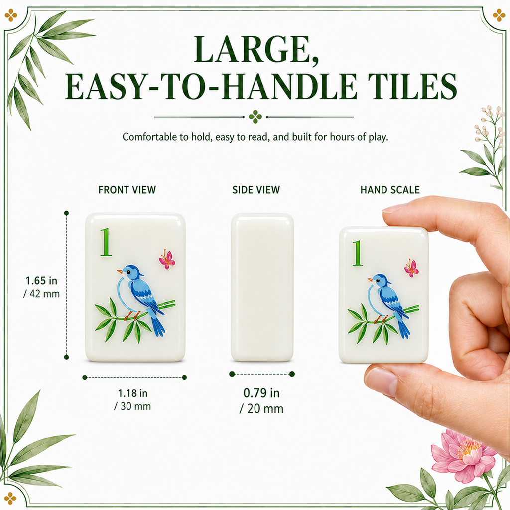 MAJLUX Botanical Melamine American Mahjong Tile Set — 42 mm