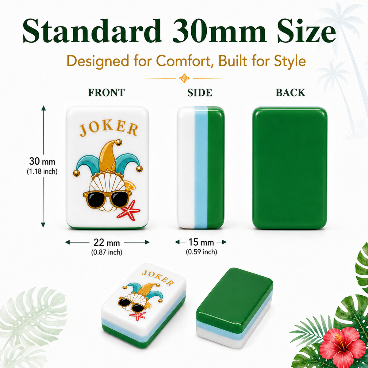 MAJLUX Tropical Acrylic American Mahjong Tile Set — 30 mm
