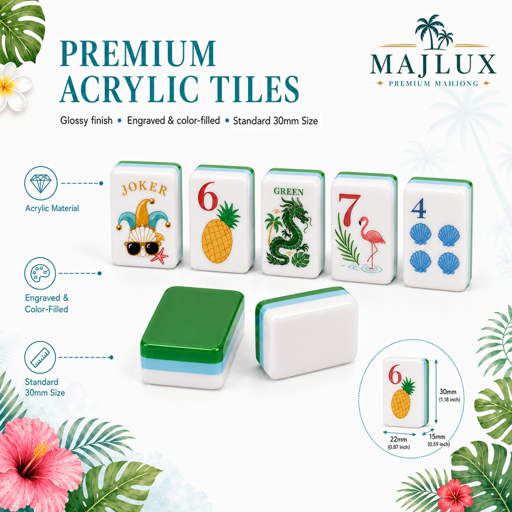 MAJLUX Tropical Acrylic American Mahjong Tile Set — 30 mm