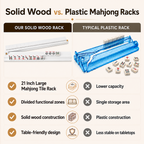 MAJLUX Wooden Mahjong Racks & Pushers — White, 21″
