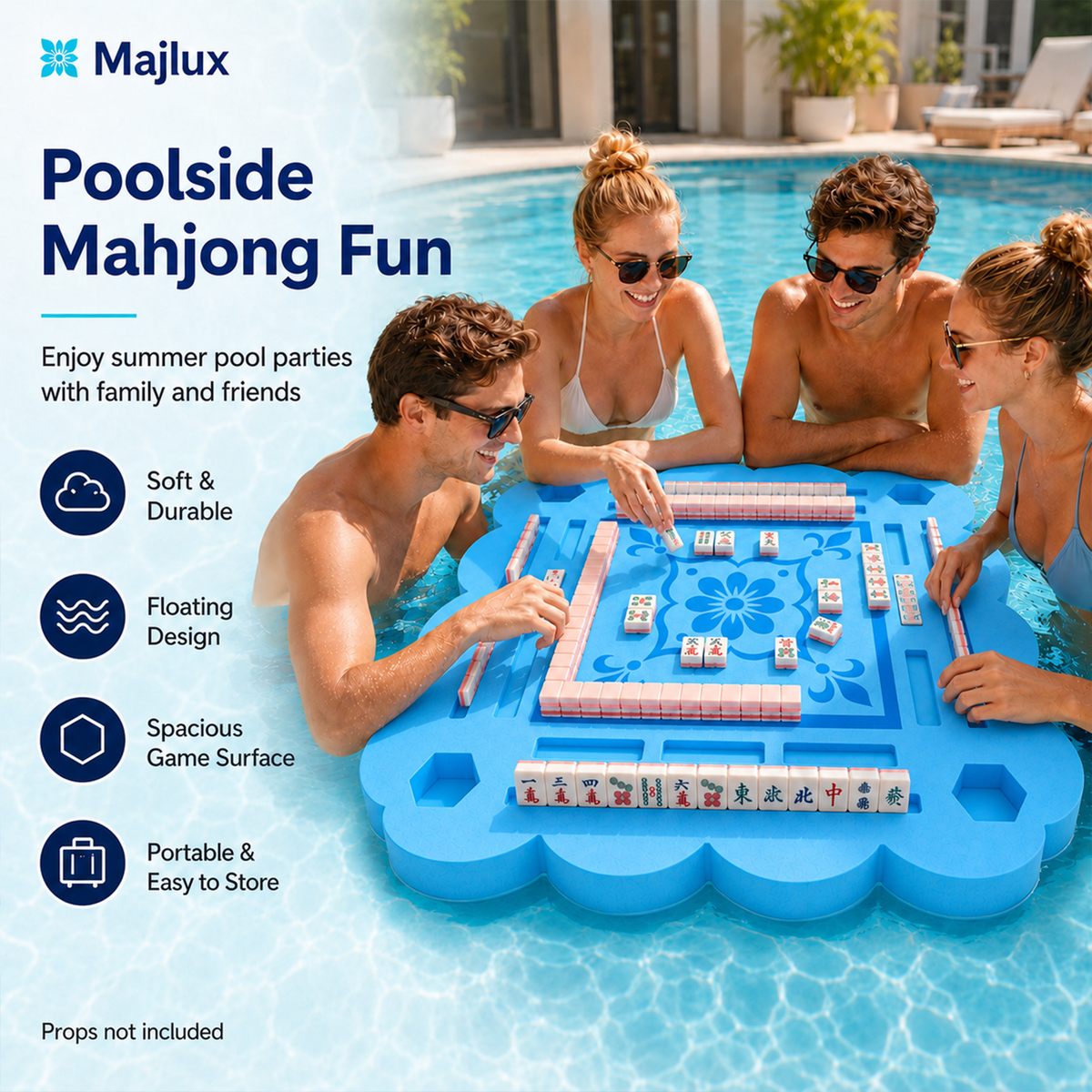 MAJLUX Aqua Mahjong Floating Game Table — 39″