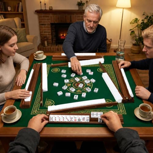 Burnt color wooden Mahjong racks with pushers product detail